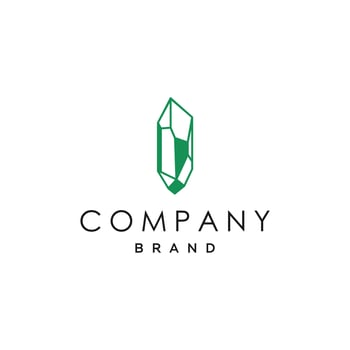 emerald gem logo vector icon illustration, green stone diamond crystal logo symnol for jewelery brand