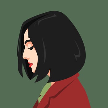 portrait of a beautiful girl face side view. short hair. avatar for social media. colored. for profile, template, print, sticker, poster, etc. vector illustration