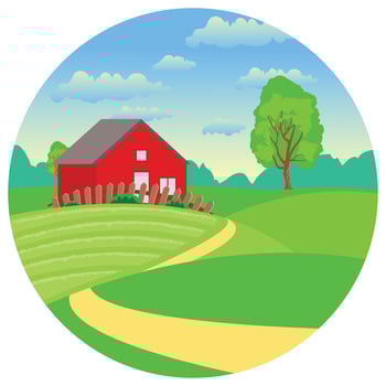 Landscape nature farmhouse beautiful illustration. vector