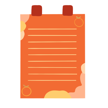 Daily Planner Memo Note Paper. Cute Notepad. Orange pattern. png