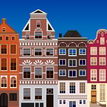Street of abstract old houses. Vector background.