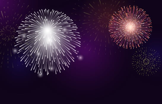 Happy New Year Fireworks Party Bright Night Sky Background vector
