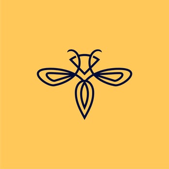 minimal hipster bee bumblebee logo icon vector in trendy simple linear line outline style