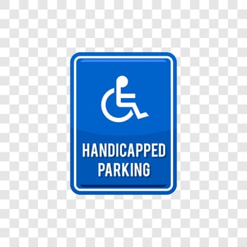 Wheelchair, handicapped parking hang tag access sign flat blue vector icon for apps and print illustration