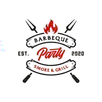 Grill Barbeque invitation party barbecue bbq with pig pork on fire flame Logo design vintage hispter vector