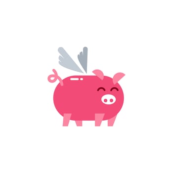 pink pig piglet Logo mascot and icon or cartoon template vector stock illustration