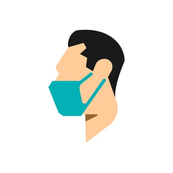 medical mask vector icon emoji, man with Face Mask vector icon , Protect Self With Mask Symbol Illustration