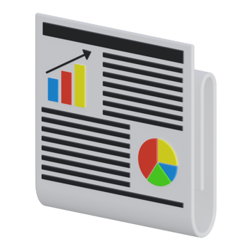 business report 3d rendering icon illustration, chart png