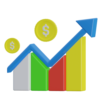 financial growth chart 3d rendering icon illustration, chart png