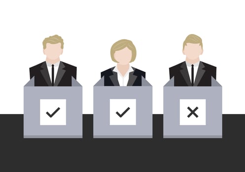 a team of business work voter at polling station vector