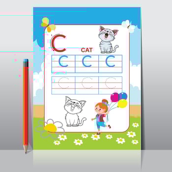 Abc Kids activity worksheet for school material vector