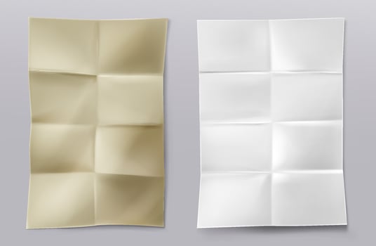 Folded blank white and kraft paper sheets vector