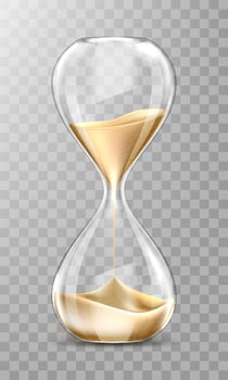 Vector realistic hourglass, transparent sand clock