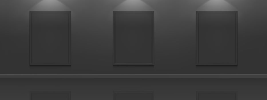 Black movie posters mockup. White picture frames vector