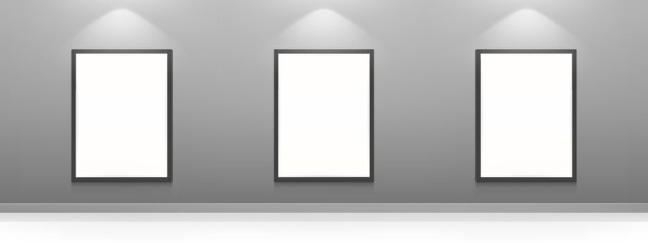 Blank movie posters, white picture frames vector
