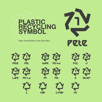 Set of Plastic Recycling Symbols. Vector illustration