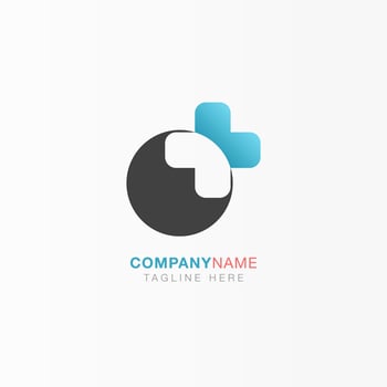 Cross plus medical pharmacy logo template design. Heart shape style - Vector illustration