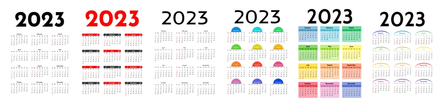 Calendar for 2023 isolated on a white background vector