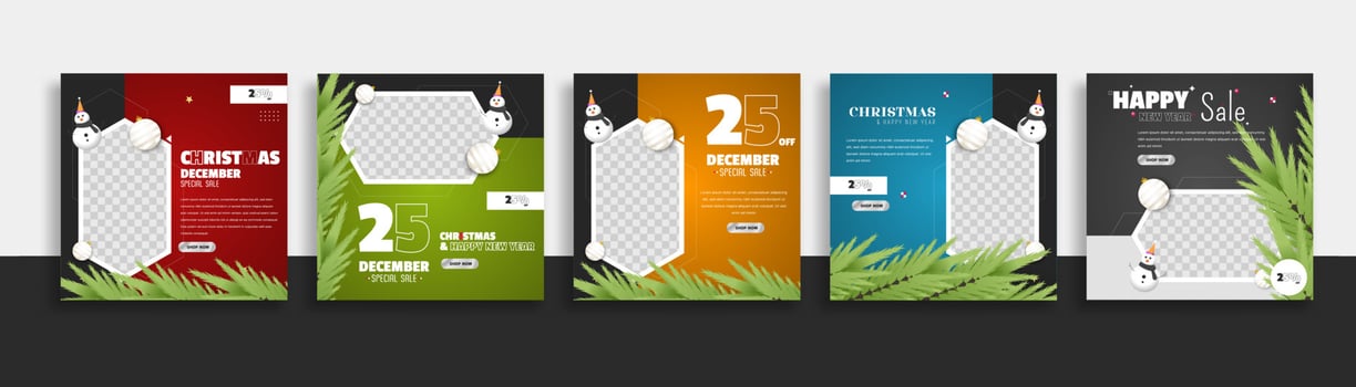 set of christmas social media post template web banner for promotions your product. vector