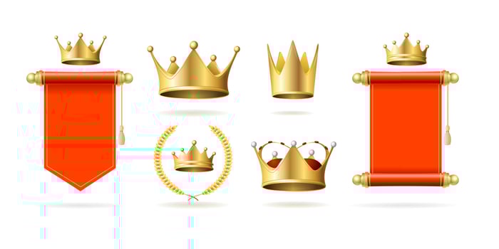 Realistic Detailed 3d Different Royal Signs Set. Vector