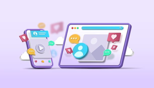 Social media digital marketing concept 3d illustration. vector