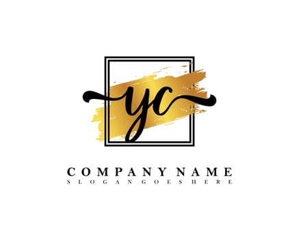 YC Initial handwriting logo concept vector