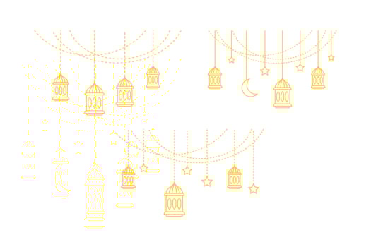 Lantern Islamic decoration set vector