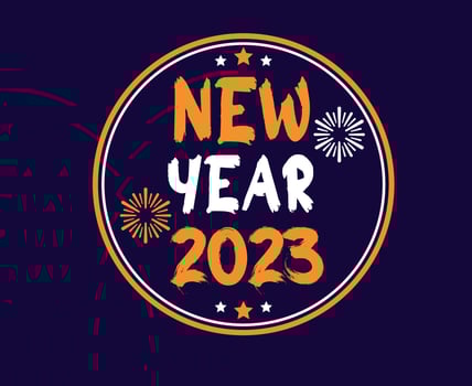 2023 Happy New Year Holiday Illustration Vector Abstract Orange And White With Purple Background