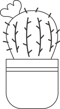 cactus in a pot, drawing for coloring. png