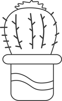 cactus in a pot, drawing for coloring. png