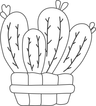 cactus plant, drawing for coloring. png