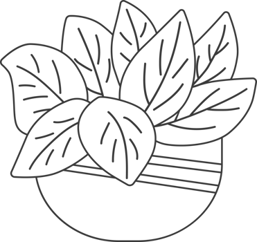 Minimal style potted plants, drawing for coloring. png