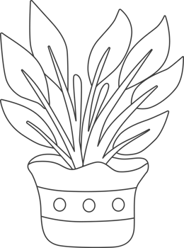 Minimal style potted plants, drawing for coloring. png