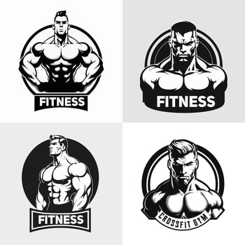 gym fitness club logo design, bodybuilder, vector illustration