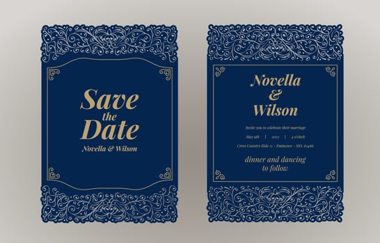 Laser Cut Wedding Invitation Set vector