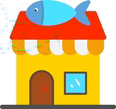 Fish Shop Vector Icon Design