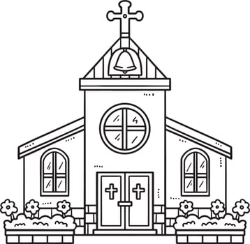 Christian Church Isolated Coloring Page for Kids vector