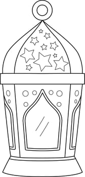Ramadan Lantern Isolated Coloring Page for Kids vector