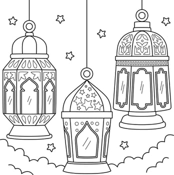 Ramadan Lantern Coloring Page for Kids vector