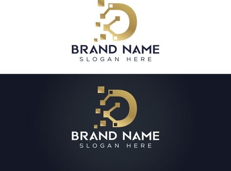 Letter D TECH vector logo design