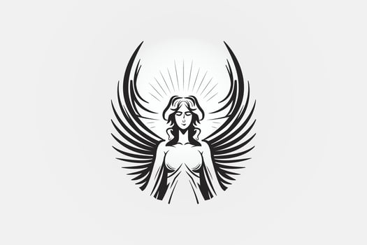 Female Angel With Wings Logo Illustration vector