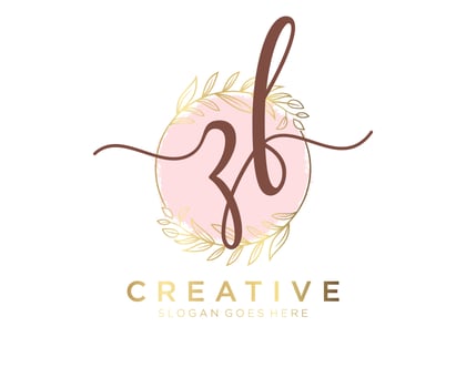 Initial ZF feminine logo. Usable for Nature, Salon, Spa, Cosmetic and Beauty Logos. Flat Vector Logo Design Template Element.