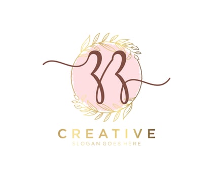 Initial ZZ feminine logo. Usable for Nature, Salon, Spa, Cosmetic and Beauty Logos. Flat Vector Logo Design Template Element.