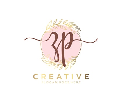Initial ZP feminine logo. Usable for Nature, Salon, Spa, Cosmetic and Beauty Logos. Flat Vector Logo Design Template Element.