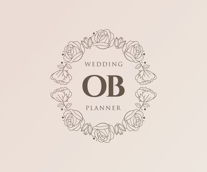 OB Initials letter Wedding monogram logos collection, hand drawn modern minimalistic and floral templates for Invitation cards, Save the Date, elegant identity for restaurant, boutique, cafe in vector