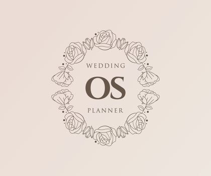OS Initials letter Wedding monogram logos collection, hand drawn modern minimalistic and floral templates for Invitation cards, Save the Date, elegant identity for restaurant, boutique, cafe in vector