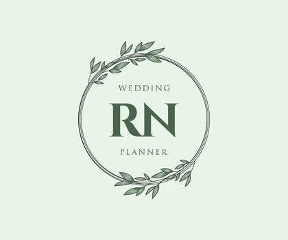 RN Initials letter Wedding monogram logos collection, hand drawn modern minimalistic and floral templates for Invitation cards, Save the Date, elegant identity for restaurant, boutique, cafe in vector