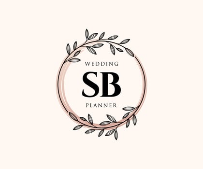 SB Initials letter Wedding monogram logos collection, hand drawn modern minimalistic and floral templates for Invitation cards, Save the Date, elegant identity for restaurant, boutique, cafe in vector