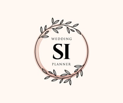 SI Initials letter Wedding monogram logos collection, hand drawn modern minimalistic and floral templates for Invitation cards, Save the Date, elegant identity for restaurant, boutique, cafe in vector