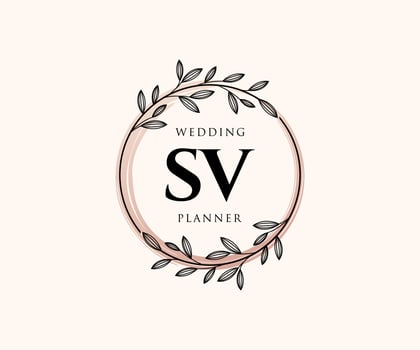 SV Initials letter Wedding monogram logos collection, hand drawn modern minimalistic and floral templates for Invitation cards, Save the Date, elegant identity for restaurant, boutique, cafe in vector